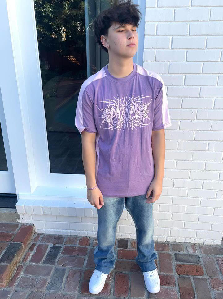 Purple 2 Tone Paneled Tee